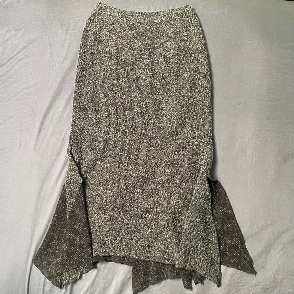 Courtney Washington Grey Woolly Asymmetrical Maxi Skirt Size M
